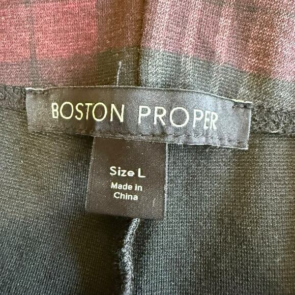 Boston Proper Pants Plaid Stirrup Womens Maroon Gray Large Stretch Pull On Prep - Picture 5 of 7